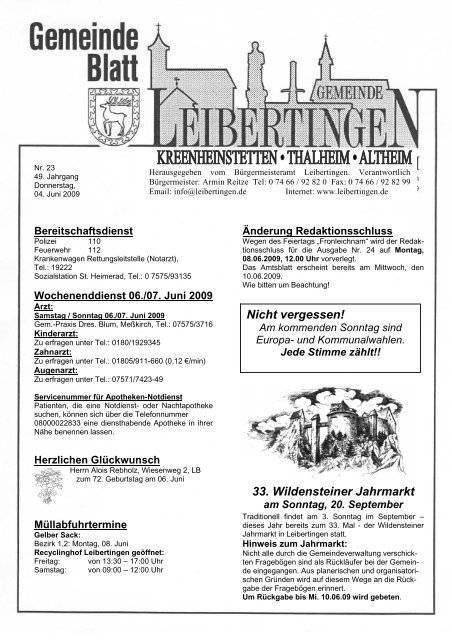 33. Wildensteiner Jahrmarkt Nicht vergessen! - Leibertingen