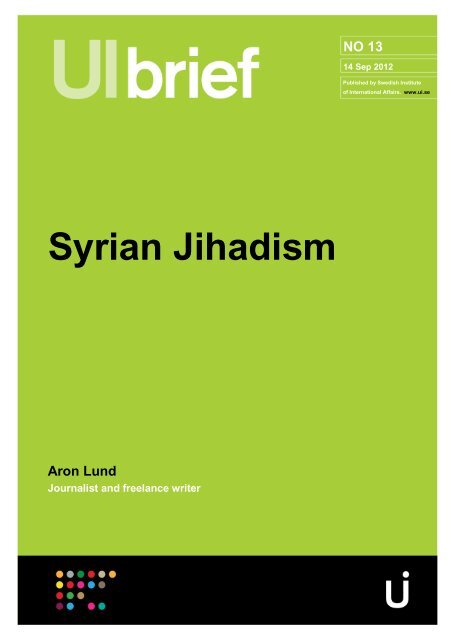 Syrian Jihadism by Aron Lund