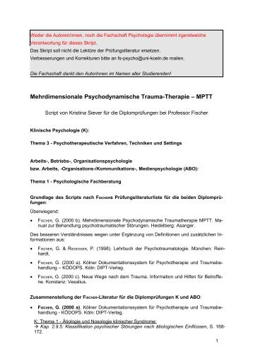 Mehrdimensionale Psychodynamische Trauma-Therapie - MPTT