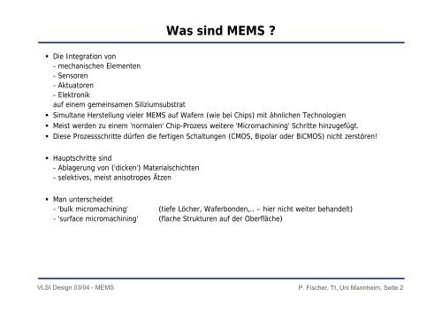 MEMS: Mikro Elektro Mechanische Systeme