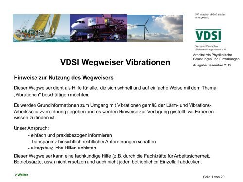 VDSI Wegweiser Vibrationen