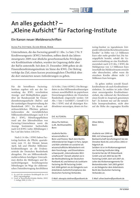 An Alles Gedacht Kleine Aufsicht Fur Factoring Institute