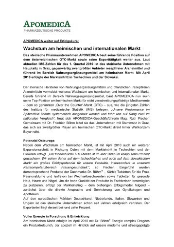 Wachstum am heimischen und internationalen Markt - Apomedica