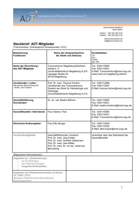 Steckbrief: ADT-Mitglieder