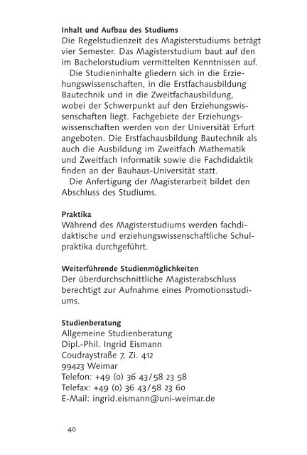 Flyer vom Studiengang