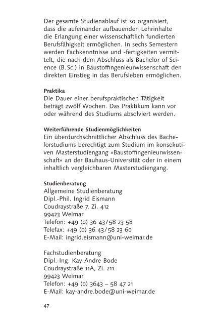 Flyer vom Studiengang