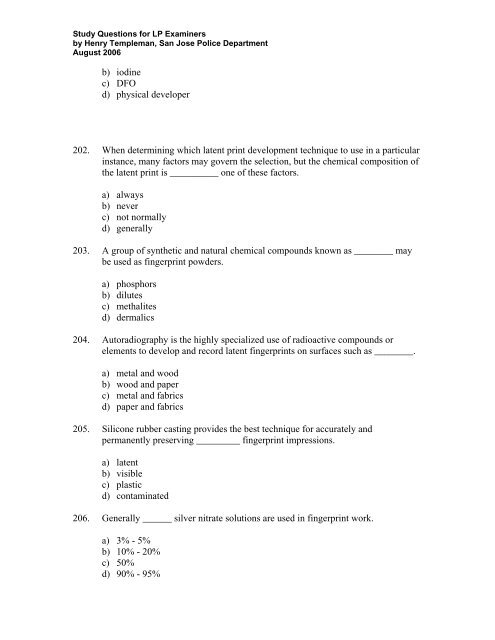 Iai Latent Print Examiner Certification Practice Exam