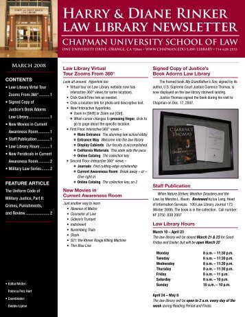 March 2008 Newsletter - Chapman University