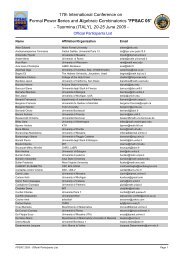 Official Participants List