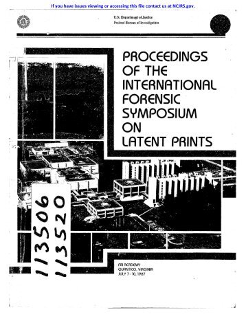 proceedings of the international forensic symposium on latent prints