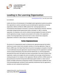 Leading in the Learning Organization - Regent University