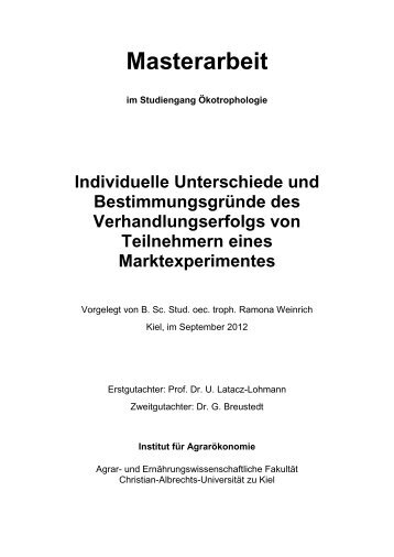 Masterarbeit - Institut für Agrarökonomie - Christian-Albrechts ...