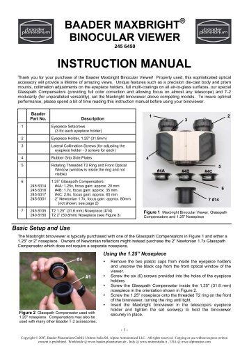 INSTRUCTION MANUAL - Baader Planetarium