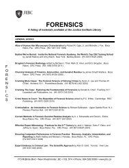 Forensics - JIBC Library - Justice Institute of British Columbia