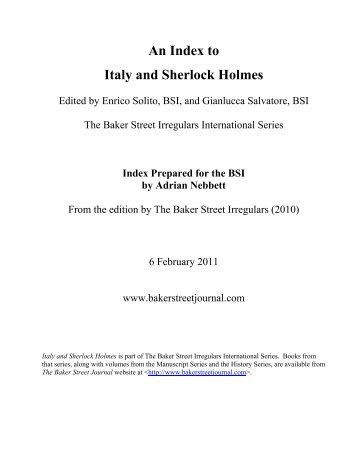 Index Intl: Italy and Sherlock Holmes - The Baker Street Journal