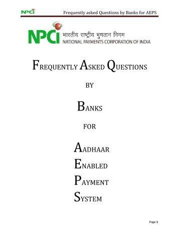 Bank FAQs - National Payments Corporation of India