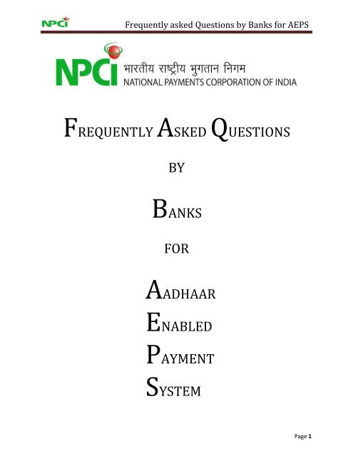 Bank FAQs - National Payments Corporation of India