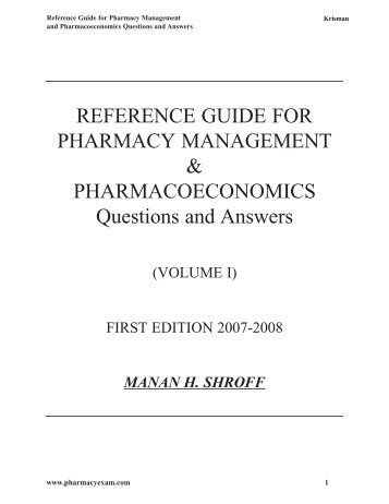 REFERENCE GUIDE FOR PHARMACY ... - Pharmacy Exam