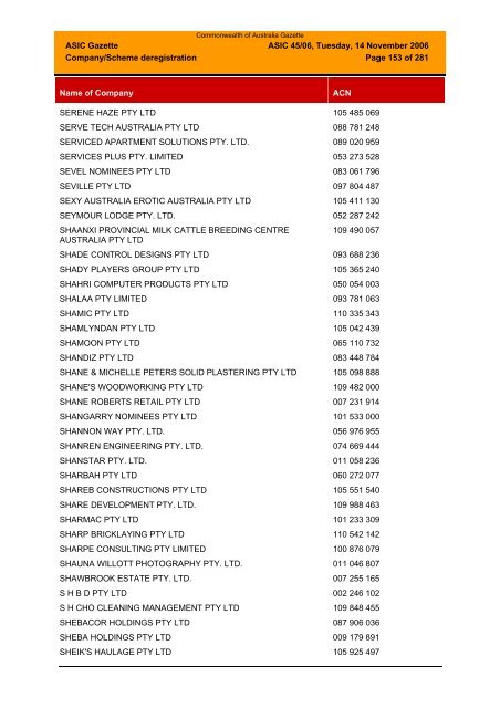 ASIC Gazette - Australian Securities and Investments Commission