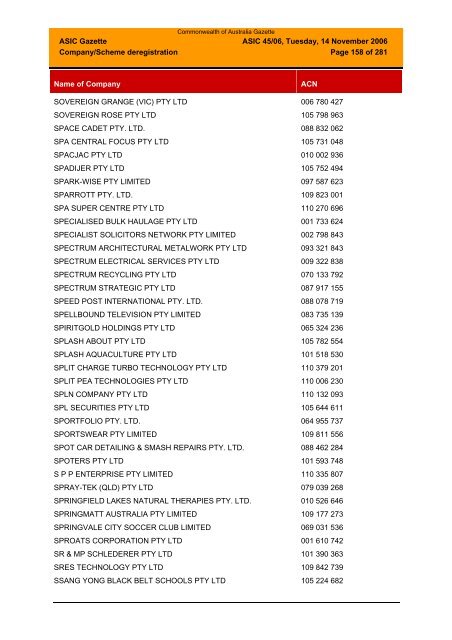 ASIC Gazette - Australian Securities and Investments Commission