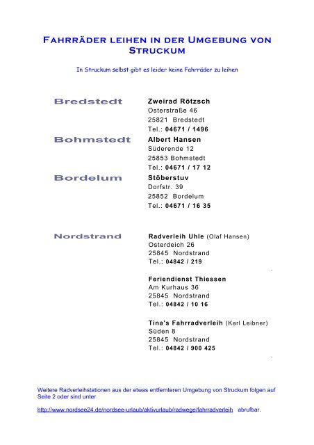 Fahrräder leihen in der Umgebung von Struckum