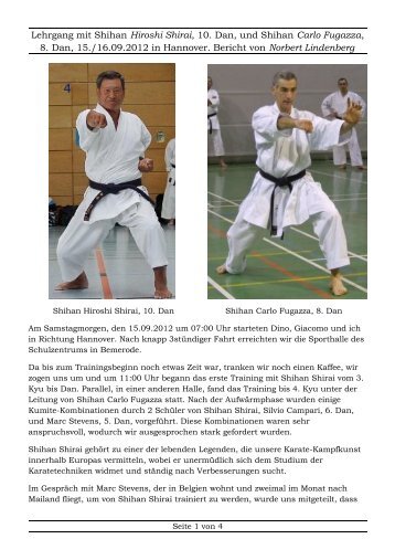 Lehrgang mit Shihan Hiroshi Shirai, 10. Dan, und Shihan Carlo ...