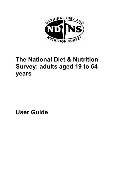 The National Diet & Nutrition Survey: adults aged 19 to 64 ... - ESDS