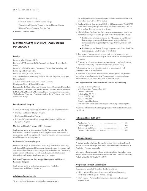 master of arts in clinical-counseling psychology - La Salle University