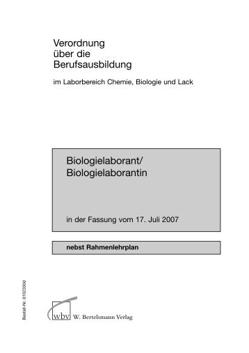 Verordnung über die Berufsausbildung Biologielaborant ...