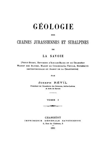 chaines jurassiennes et subalpines - Revue de géologie alpine