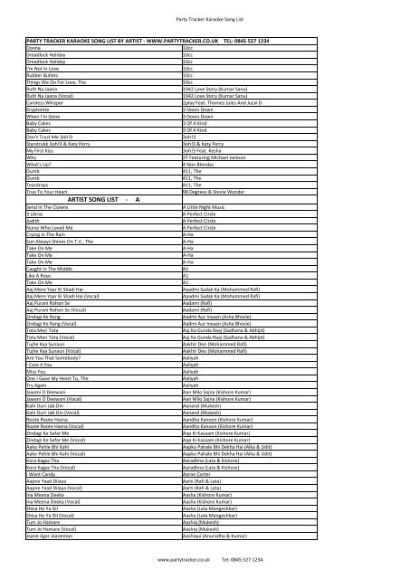 Track List without German - May 2011 - Party Tracker