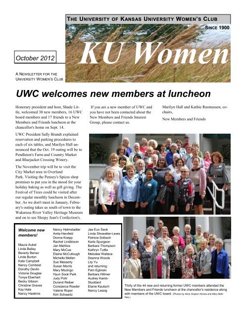 UWC welcomes new members at luncheon - University of Kansas
