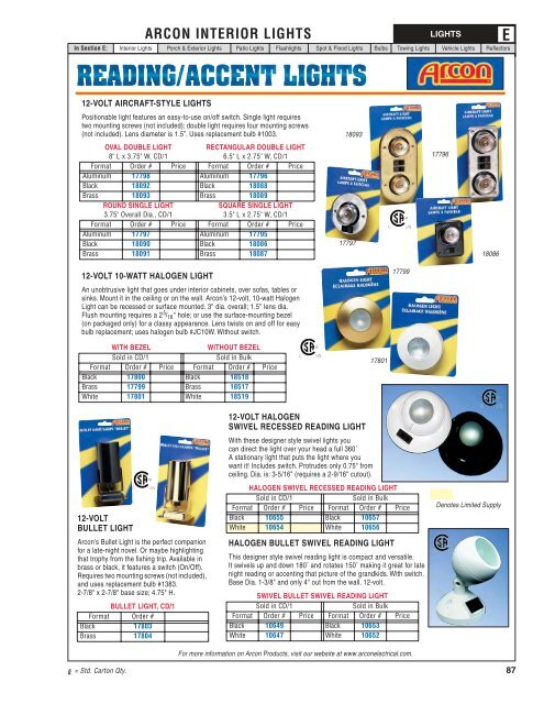 12 volt reading lights
