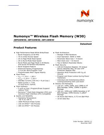 Numonyxâ„¢ Wireless Flash Memory (W30)