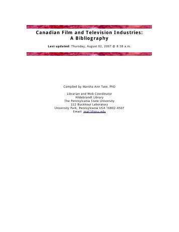 Canadian Film and Television Industries: A Bibliography