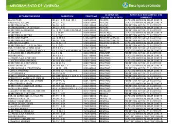 Información de comercios mejoramiento de vivienda