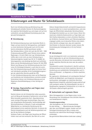 Erläuterungen und Muster für Schiedsklauseln - Industrie- und ...