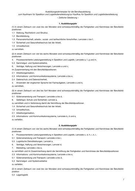 Sachliche Und Zeitliche Gliederung Kauffrau Für Büromanagement Ausbildungsrahmenplan fü