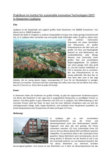 Praktikumsbericht Slowenien - IAESTE LC Darmstadt