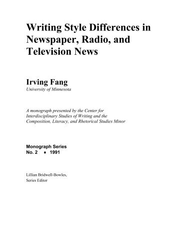 Writing Style Differences in Newspaper, Radio, and Television News ...