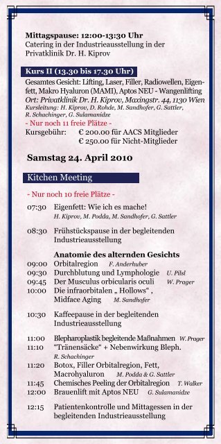 WORKSHOPS - Austrian Academy of Cosmetic Surgery