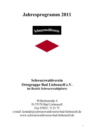 Jahresprogramm 2011 - Schwarzwaldverein Bad Liebenzell