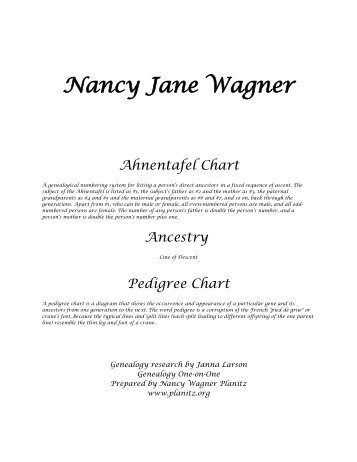 Nancy Jane Wagner Ancestry - Planitz.org