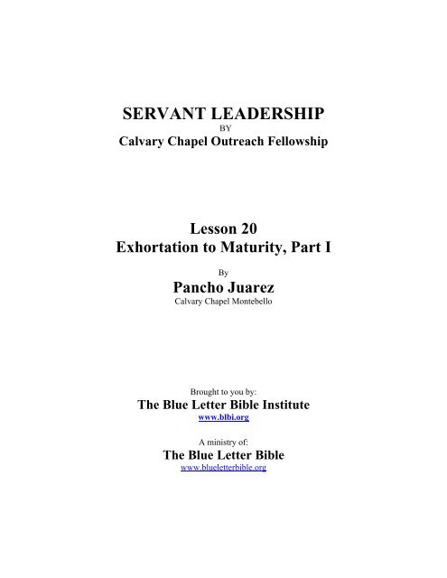 SERVANT LEADERSHIP - The Blue Letter Bible Institute