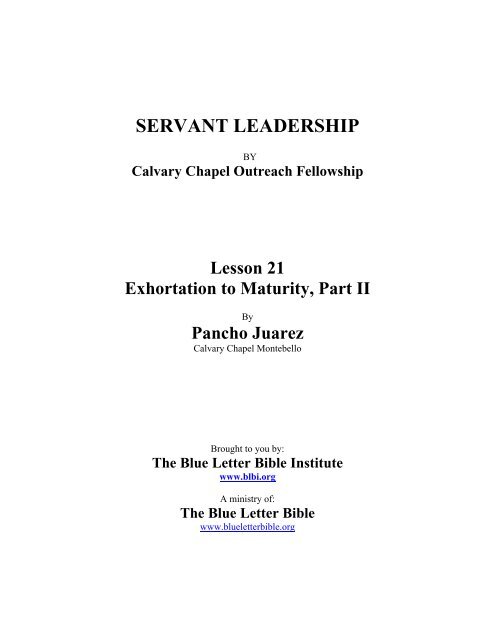 SERVANT LEADERSHIP - The Blue Letter Bible Institute