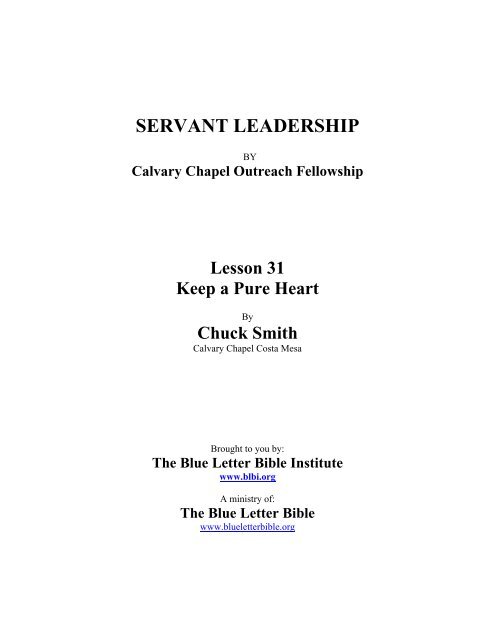 SERVANT LEADERSHIP - The Blue Letter Bible Institute