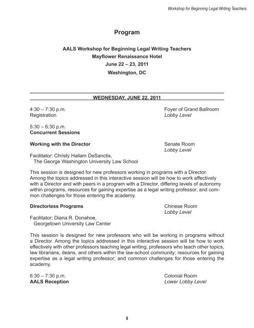 Workshop for Beginning Legal Writing Teachers - AALS