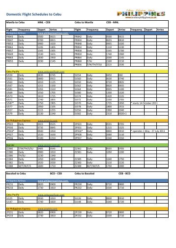 Domestic Flight Schedules to Cebu - WOW PHILIPPINES
