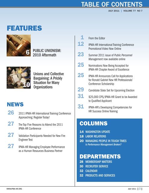 July 2011 issue of HR News magazine - IPMA
