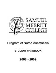 Program Of Nurse Anesthesia - Samuel Merritt University